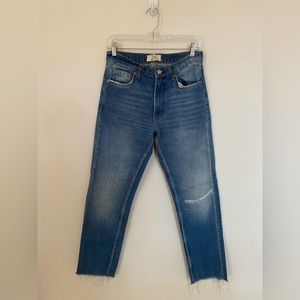 Free People Distressed Straight Leg Jeans